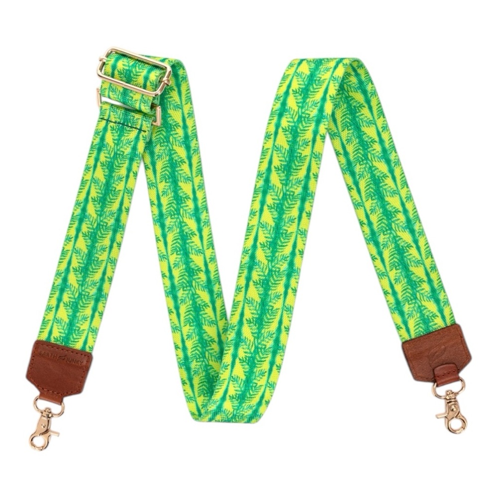 Earth Junky Wide Green Tropical Adjustable Crossbody Purse Strap NWT